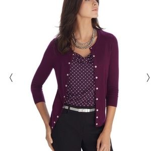 WHBM Silver Medallion Snap Cardigan•Plum•Small
